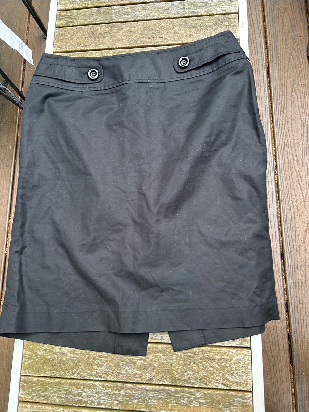 LOFT Black Pencil Skirt with Decorative Waist Buttons
